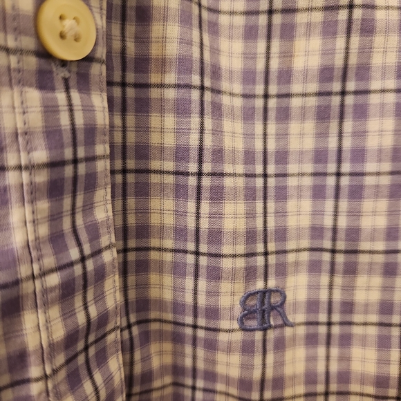 Banana Republic boyfriend cut blue,white, lavender plaid cotton shirt. SZ XL - Picture 2 of 10